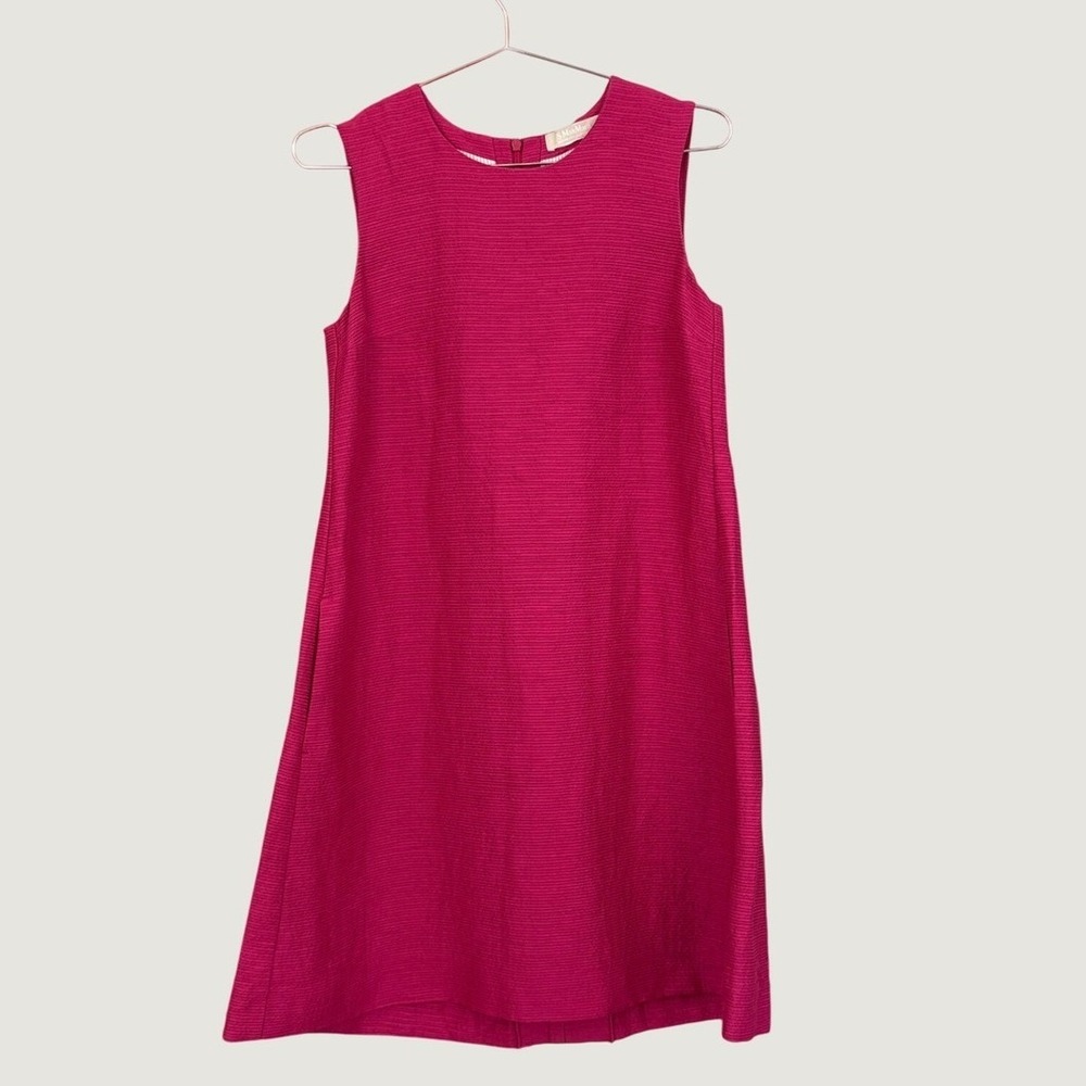 S Max Mara Shift Dress Womens Magenta Pink Textured Ribbed Sleeveless SIZE 6